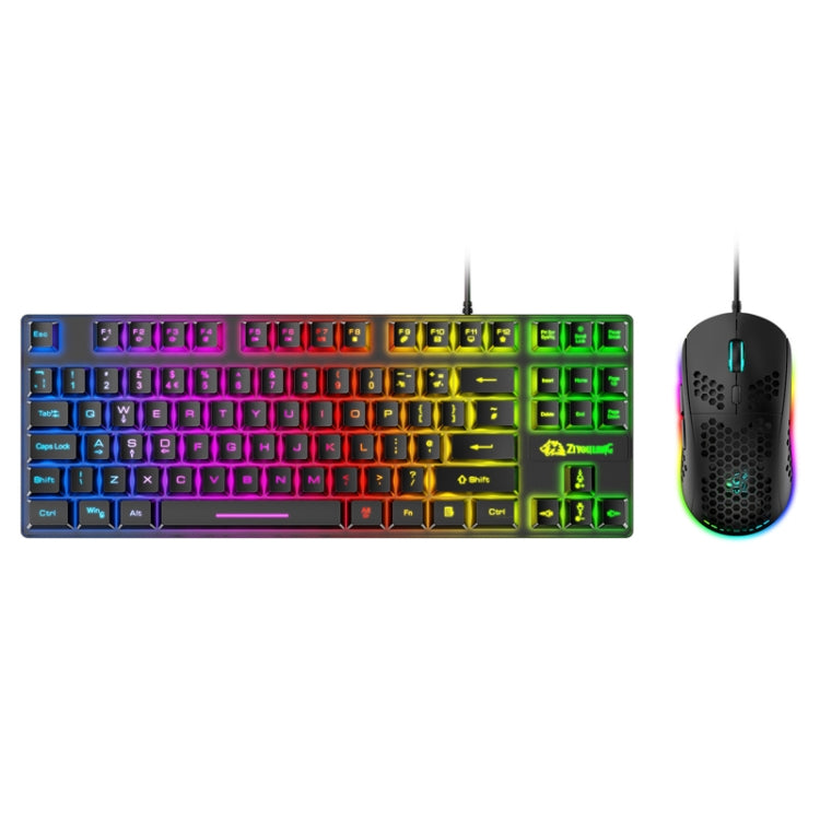 Juego de teclado y ratón ZIYOU LANG T2: teclado mecánico para juegos de 88 teclas con combinación de ratón luminoso
