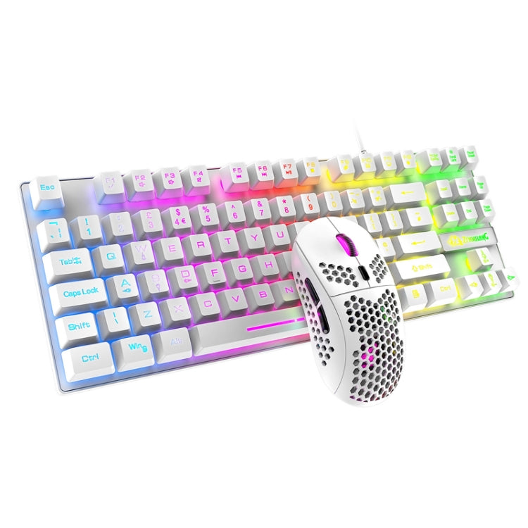Juego de teclado y ratón ZIYOU LANG T2: teclado mecánico para juegos de 88 teclas con combinación de ratón luminoso