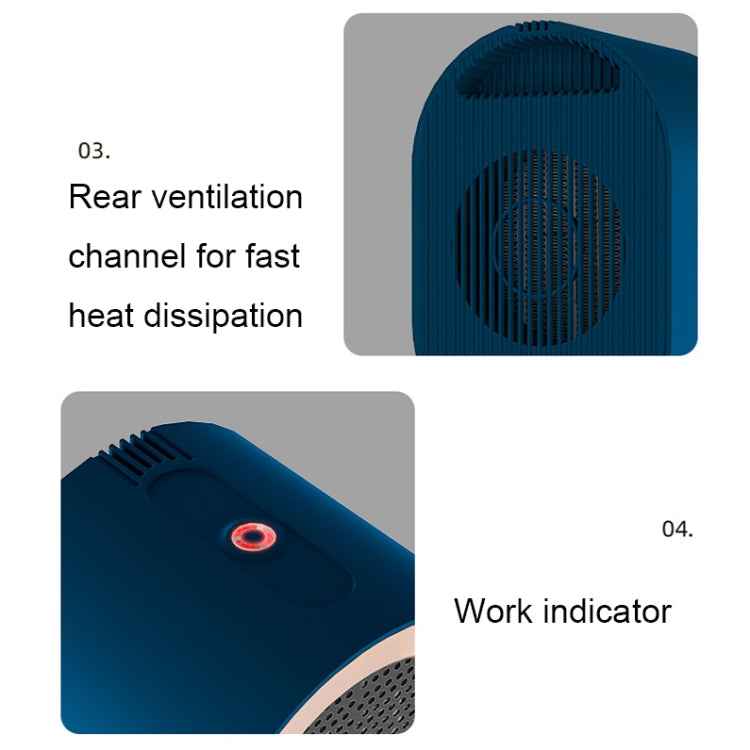 XH-1201 Winter Desktop Small Heater Quiet Fast Heat PTC Electric Heater, US Plug, White, Green, Blue