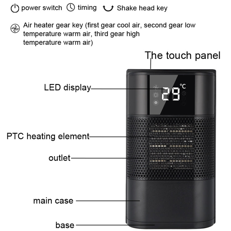 N8 Table Air Heater Indoor Quick Heat Energy Saving Electric Heater, Specification:, UK Plug, EU Plug, US Plug