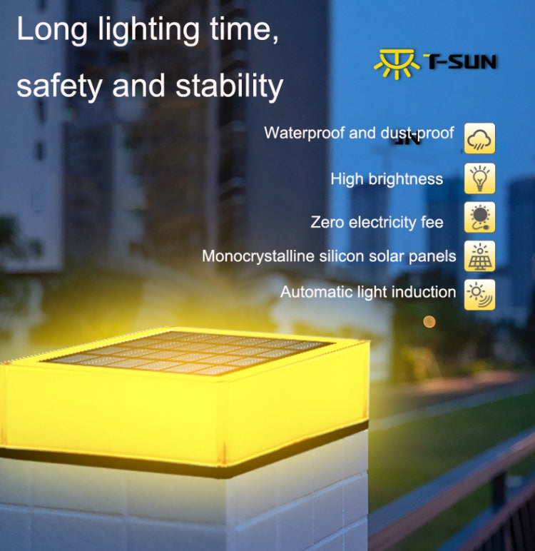 Lámpara solar de columna para exteriores TS-S5306 - IP68, resistente al agua, para jardín