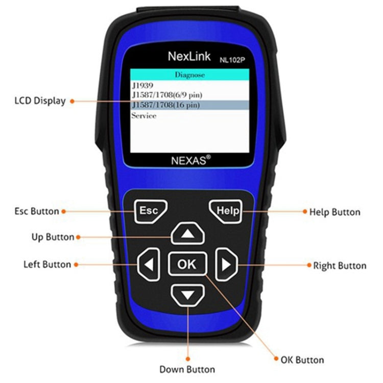 Escáner NexLink NL102P para vehículos diésel, mecánico, pesado, para camiones, coches, 2 en 1, con detección OBD2.