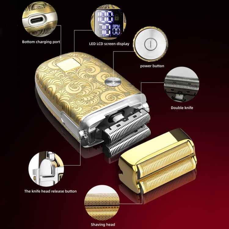 Men Bald Haircut 2 In 1 Electric Hair Clipper Waterproof Set, 962 Gold, 962 Gray