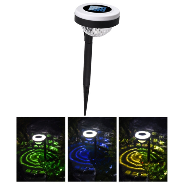 Luz LED solar para exteriores con enchufe de tierra y fuente de luz de dos colores.