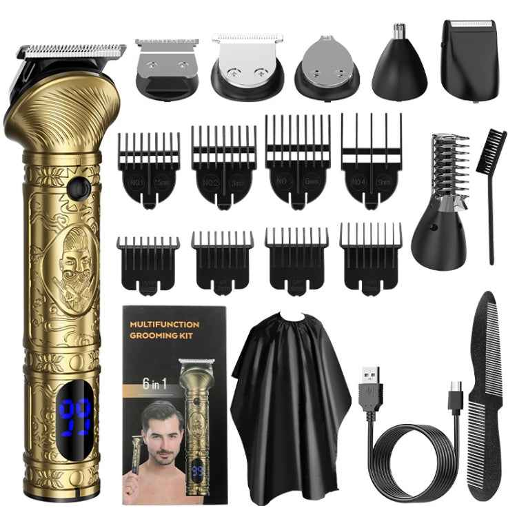 6 In 1 Men Multi-Functional Clipper Metal Body Hair Cutting, 697 6 In 1 (Bronze), 697 6 In 1 (Silver Gray)