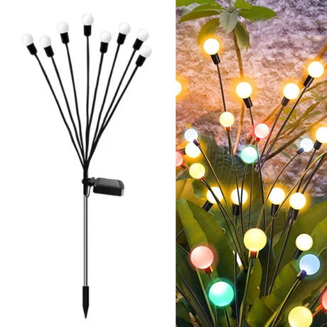 2sets Solar Firefly Lights Christmas Outdoor Garden Waterproof Lawn Lights, 6 Head Warm Light - LYDARZ