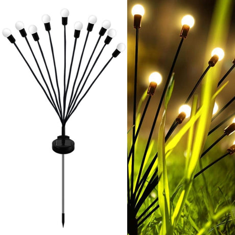 2sets Solar Firefly Lights Christmas Outdoor Garden Waterproof Lawn Lights, 6 Head Warm Light - LYDARZ