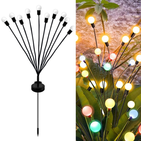 2sets Solar Firefly Lights Christmas Outdoor Garden Waterproof Lawn Lights, 6 Head Warm Light - LYDARZ