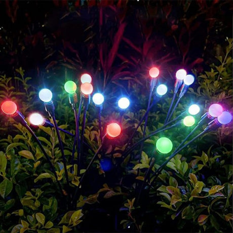2sets Solar Firefly Lights Christmas Outdoor Garden Waterproof Lawn Lights, 6 Head Warm Light - LYDARZ