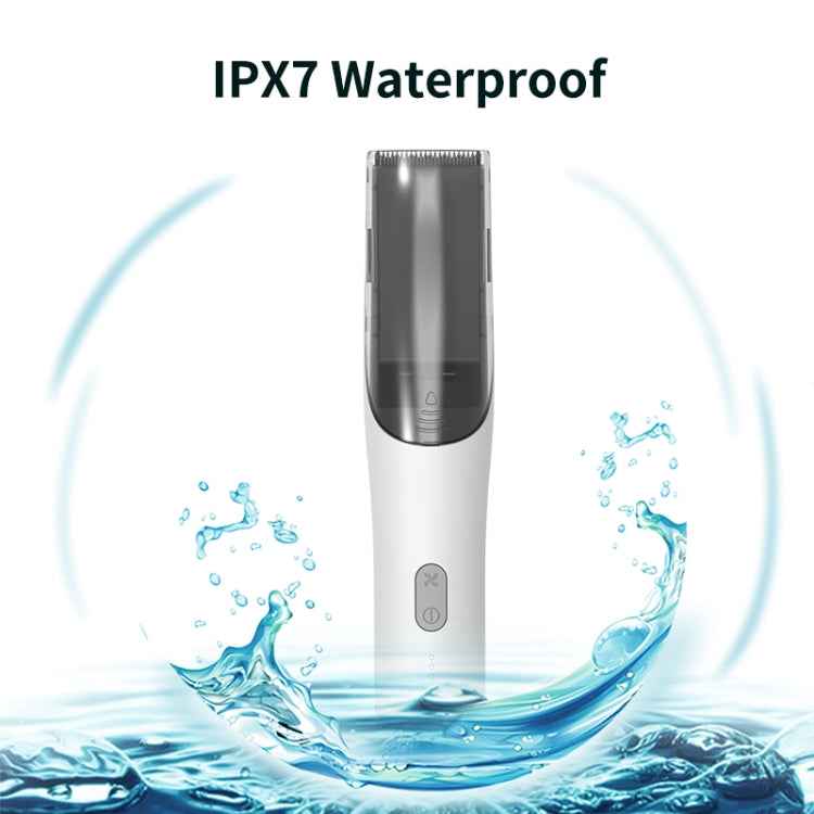Electric Waterproof Hairdresser Children Low Noise Rechargeable Push Clipper, Digital Version White, Suction Upgrade Version White