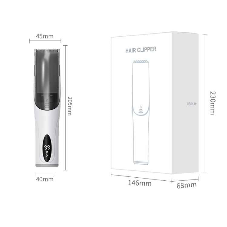 Electric Waterproof Hairdresser Children Low Noise Rechargeable Push Clipper, Digital Version White, Suction Upgrade Version White
