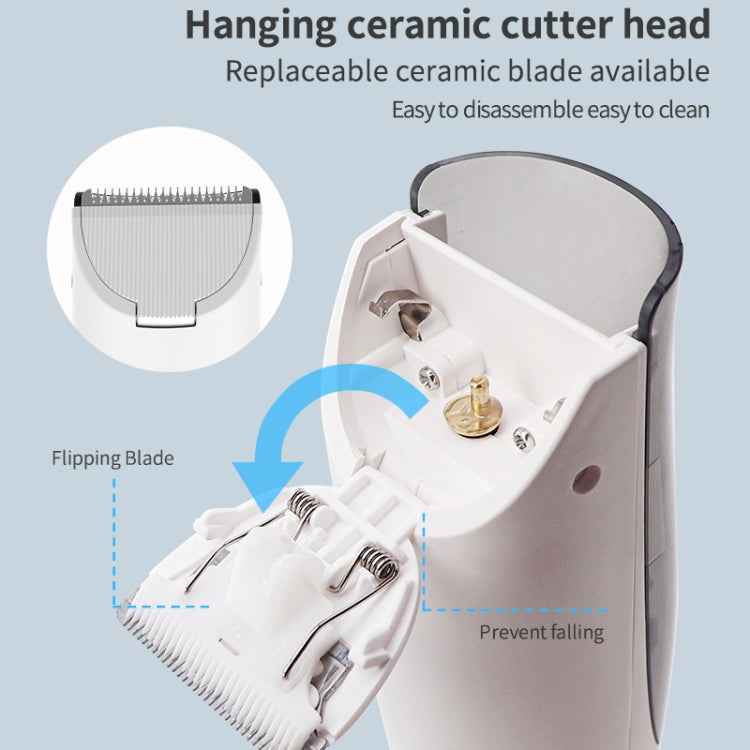 Electric Waterproof Hairdresser Children Low Noise Rechargeable Push Clipper, Digital Version White, Suction Upgrade Version White