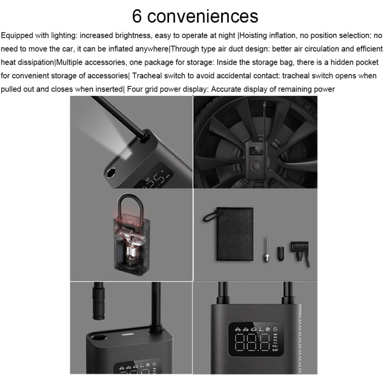 Bomba de aire portátil Xiaomi - Compresor de aire eléctrico universal portátil para neumáticos de coche y bicicleta Mijia
