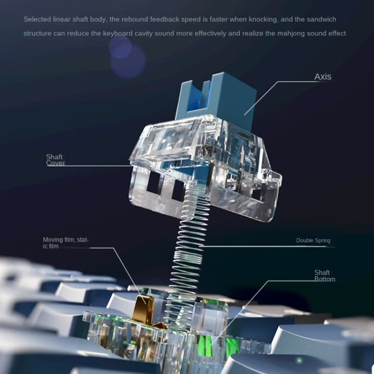 LANGTU LT84 Mechanische Leuchttastatur, kabelgebundener Singlemode-Schaft, grün (weiß)