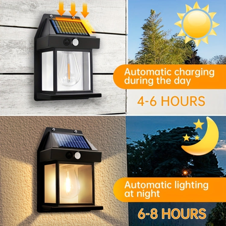 Solar Outdoor Tungsten Wall Light 3 Modes Body Sensing Waterproof Garden Villa Night Light - LYDARZ
