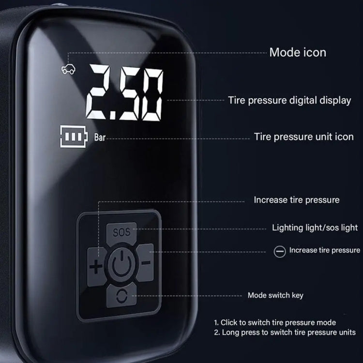 Car Portable Electric Tire Inflator Pump, Wired, Wireless Standard
