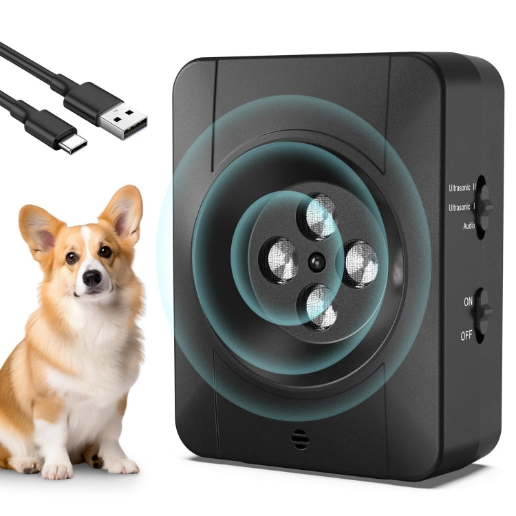 Dispositivo antiladridos para perros de 4 cabezales: entrenador ultrasónico antiladridos ajustable de 3 niveles