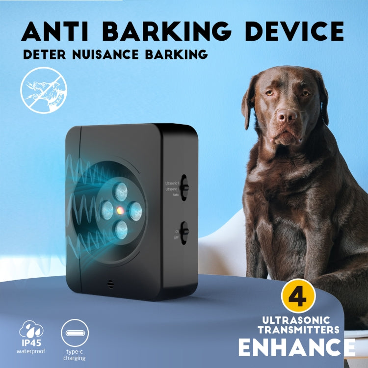 Dispositivo antiladridos para perros de 4 cabezales: entrenador ultrasónico antiladridos ajustable de 3 niveles