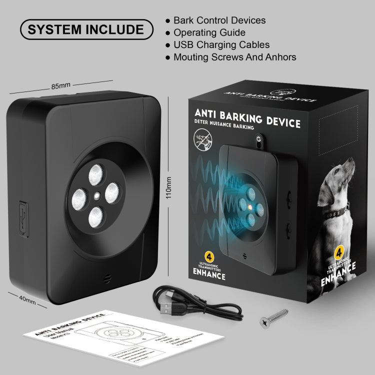 4-Head Dog Bark Control Device – 3-Level Ultrasonic Adjustable Anti-Bark Trainer - LYDARZ