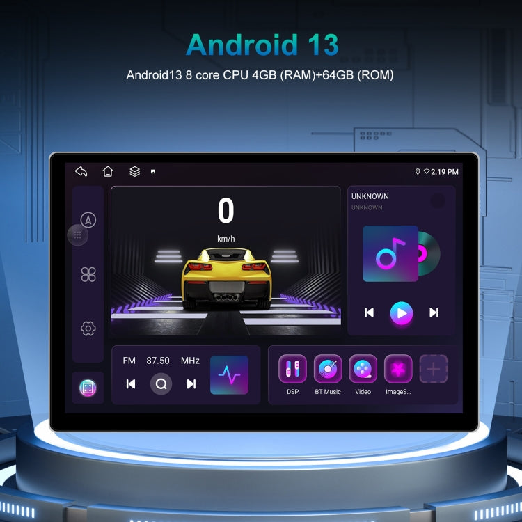 Navegador Android de pantalla grande de 13,1 pulgadas, 4 GB de RAM, 64 GB de almacenamiento, con mapa universal, APK, Carplay y vista inversa.
