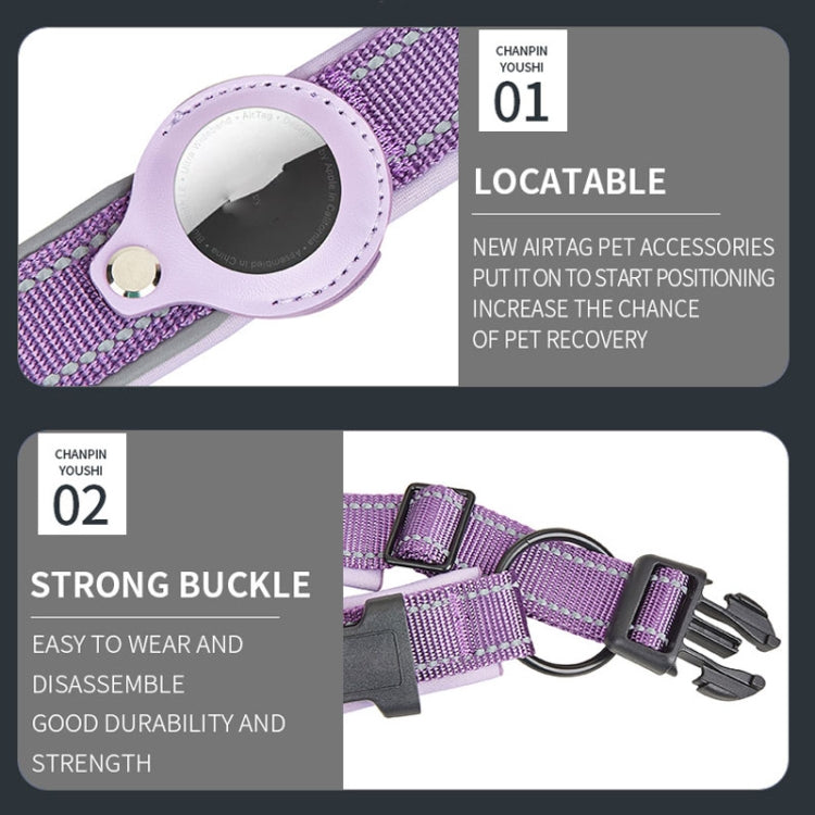 Reflective Dog Collar with Neoprene Lining & AirTag Tracker – Sizes S, M, L, XL - LYDARZ