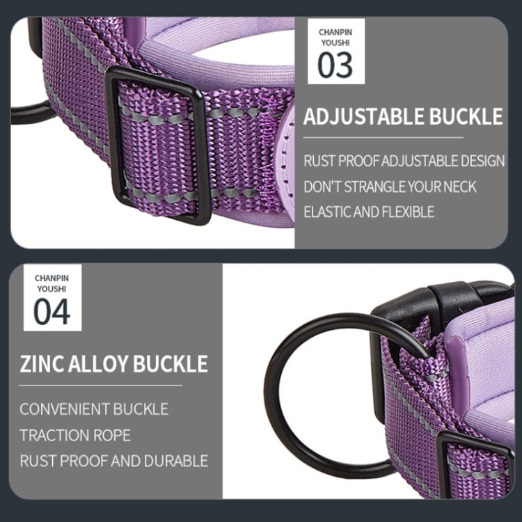 Reflective Dog Collar with Neoprene Lining & AirTag Tracker – Sizes S, M, L, XL - LYDARZ