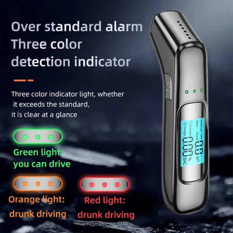 High-Precision Portable Alcohol Tester Rechargeable Breathalyzer With LCD Display, C07