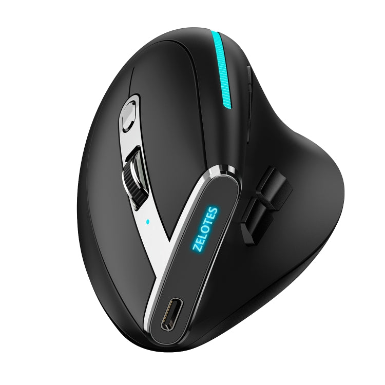 ZELOTES F36 Vertical Grip Bluetooth Mouse - 9-Keys Ergonomic Programming Dual Connectivity