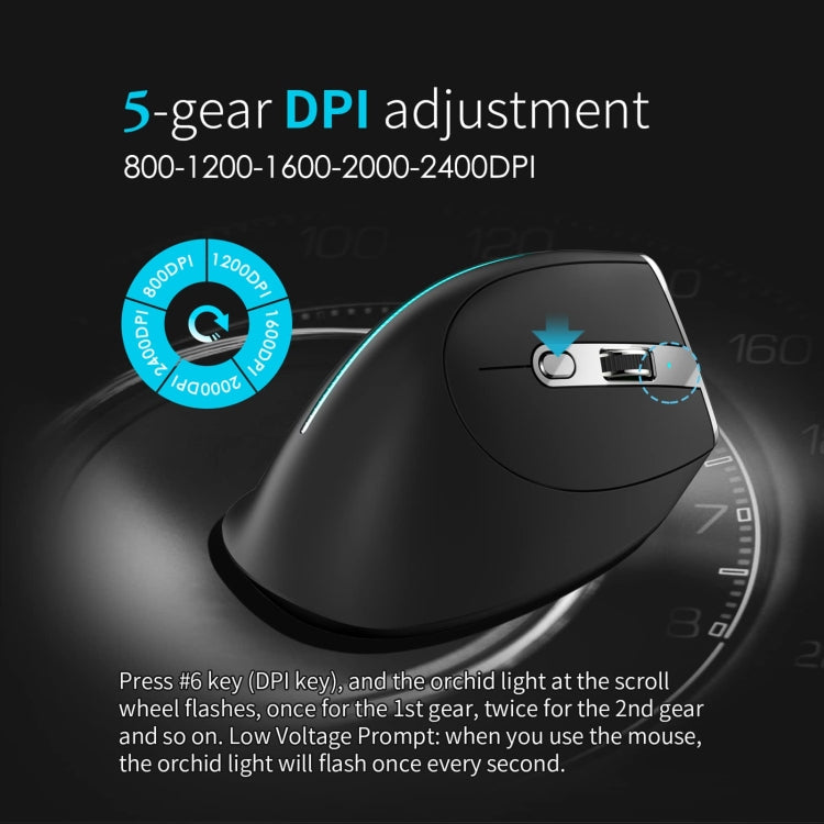 ZELOTES F36 Vertical Grip Bluetooth Mouse - 9-Keys Ergonomic Programming Dual Connectivity