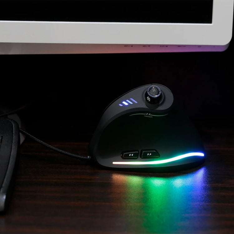Ratón vertical para juegos ZELOTES C18 RGB: joystick ergonómico de 11 teclas, con cable y programación