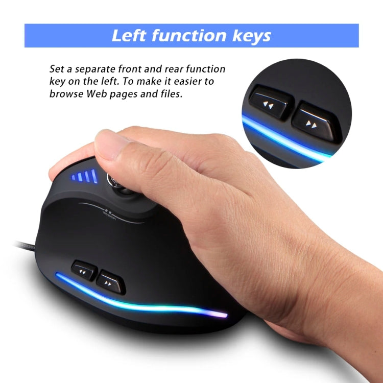 Ratón vertical para juegos ZELOTES C18 RGB: joystick ergonómico de 11 teclas, con cable y programación