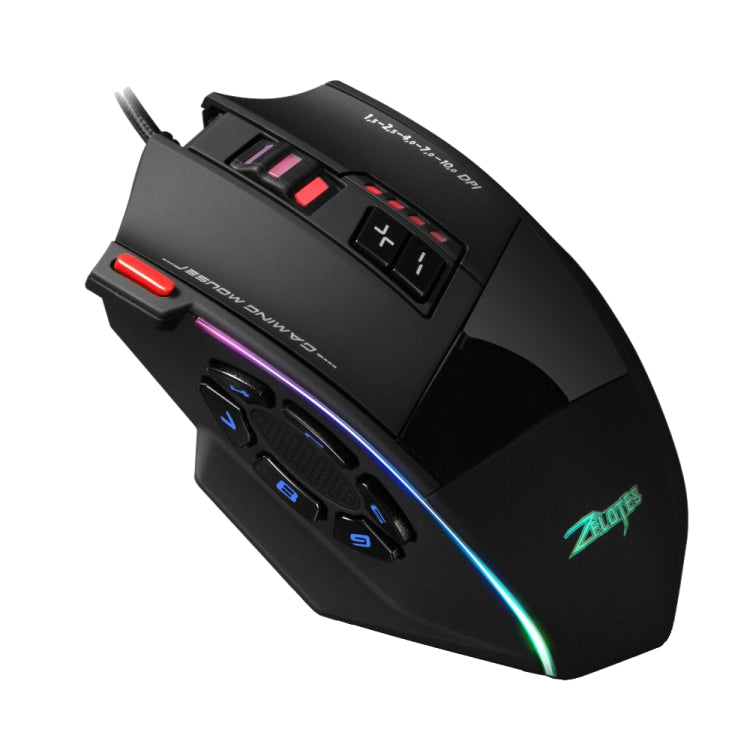 ZELOTES C13 RGB-Gaming-Maus – 13 Tasten, Makro, individuell verkabelt