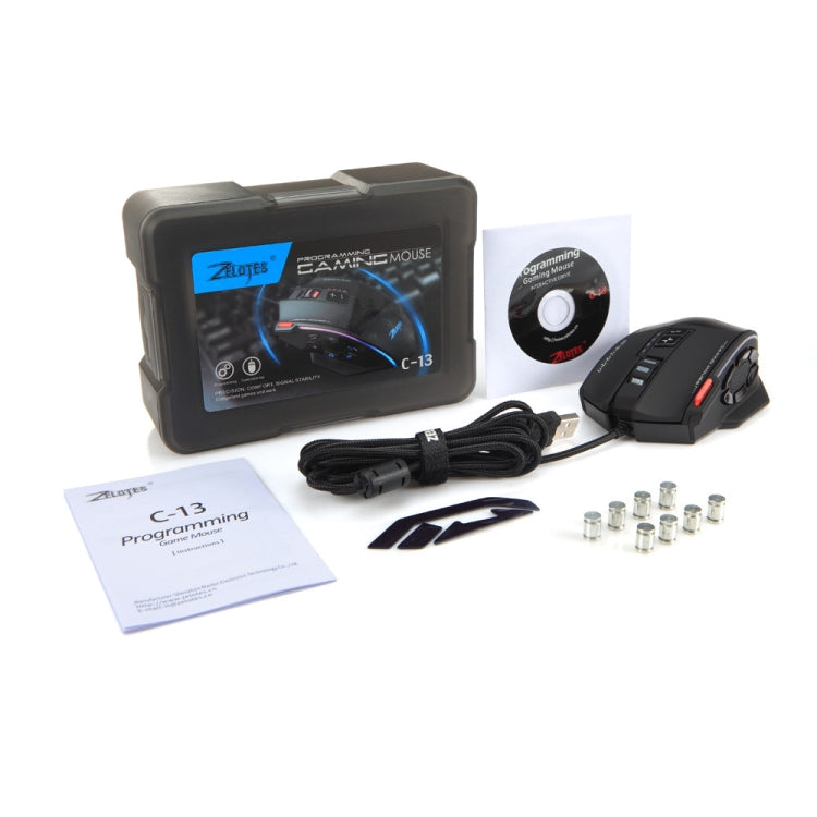 ZELOTES C13 RGB-Gaming-Maus – 13 Tasten, Makro, individuell verkabelt