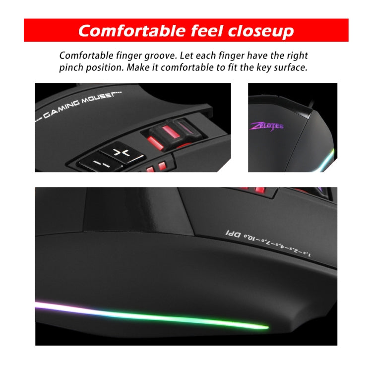 ZELOTES C13 RGB-Gaming-Maus – 13 Tasten, Makro, individuell verkabelt