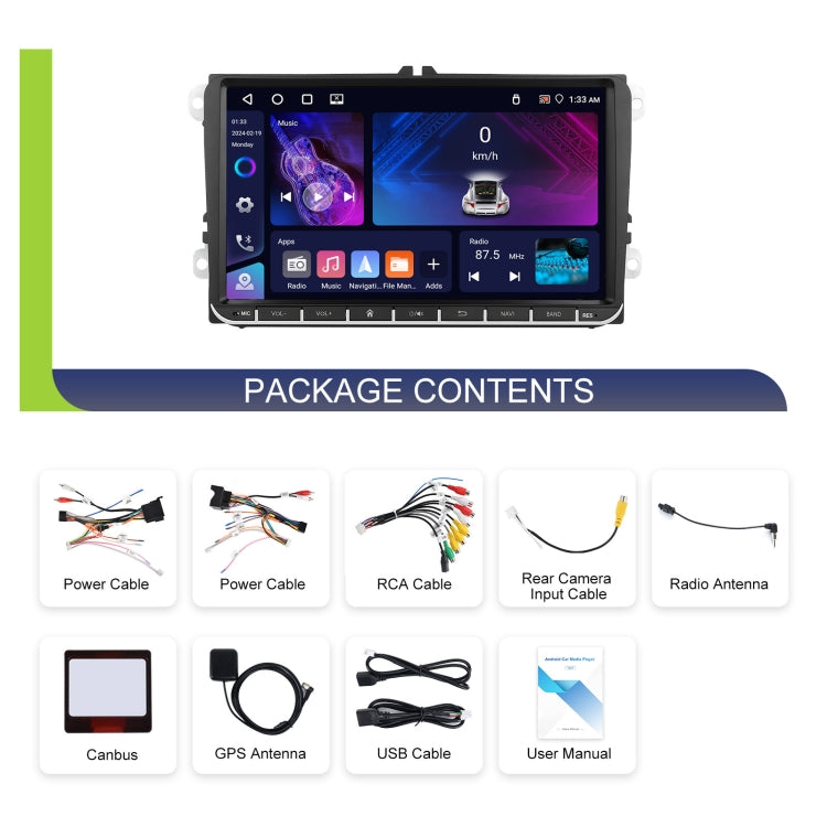 Para Volkswagen 4+64G Reproductor multimedia Sistema Android 13, 7 pulgadas, 9 pulgadas