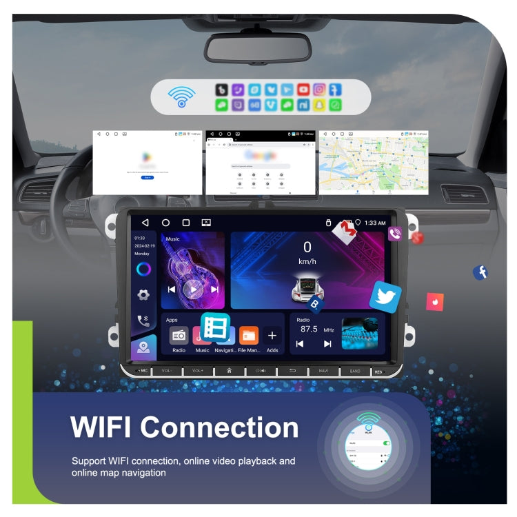 Para Volkswagen 4+64G Reproductor multimedia Sistema Android 13, 7 pulgadas, 9 pulgadas