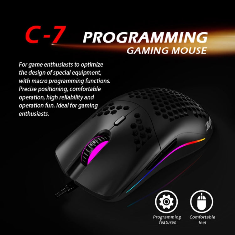 ZELOTES C7 RGB Kabelmaus - 7 Tasten, Hohldesign