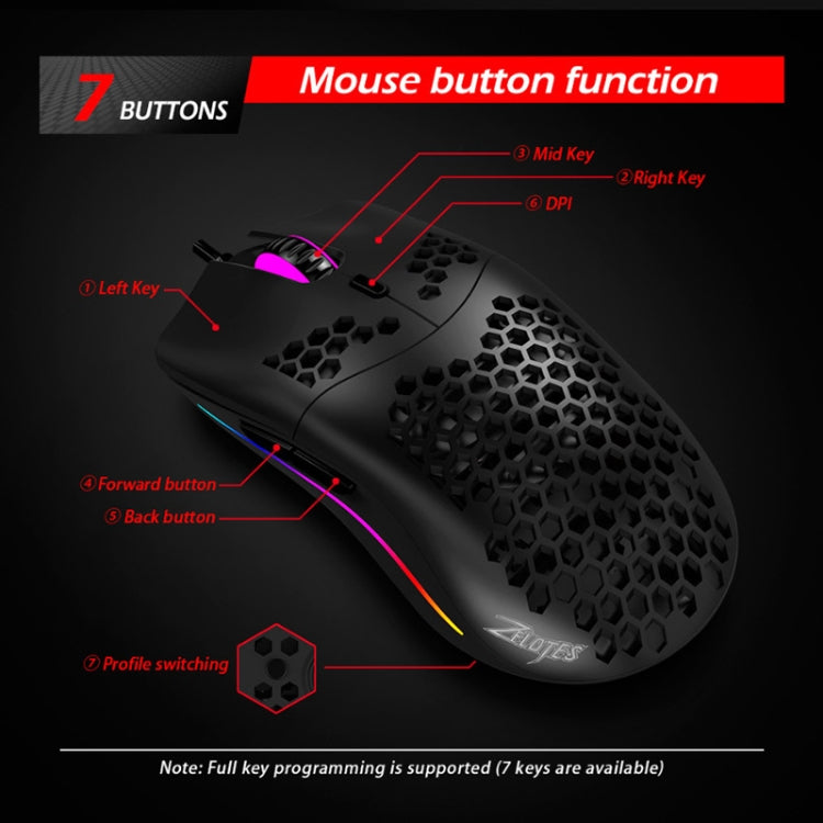 ZELOTES C7 RGB Wired Mouse - 7 Buttons, Hollow Design - LYDARZ