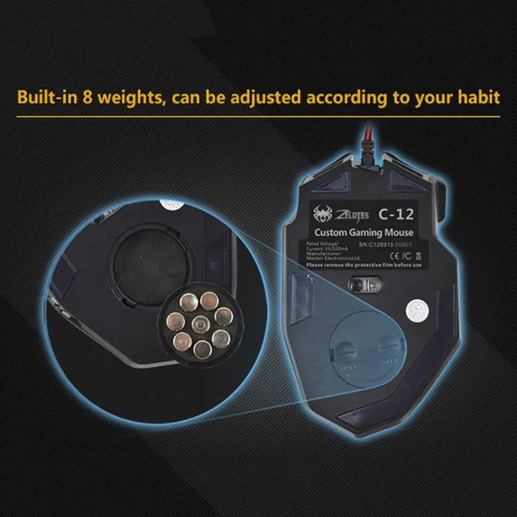 ZELOTES C12 Kabelgebundene Gaming-Maus mit 12 Tasten – Ergonomisches Design