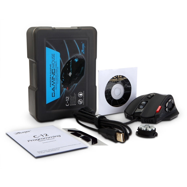 ZELOTES C12 Kabelgebundene Gaming-Maus mit 12 Tasten – Ergonomisches Design