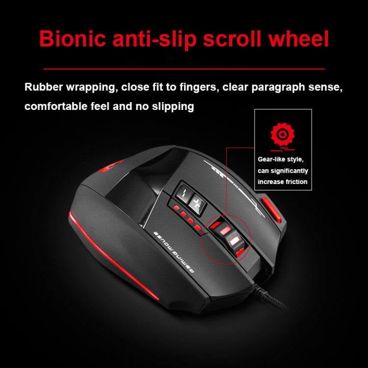 Ratón ergonómico con cable de 12 teclas ZELOTES C19 para programación