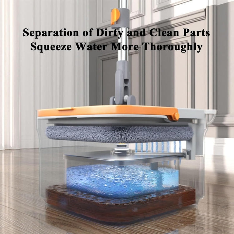 Square Spin Mop and Bucket With 2 Mop Pads Set Separate Clean And Dirty Water - LYDARZ