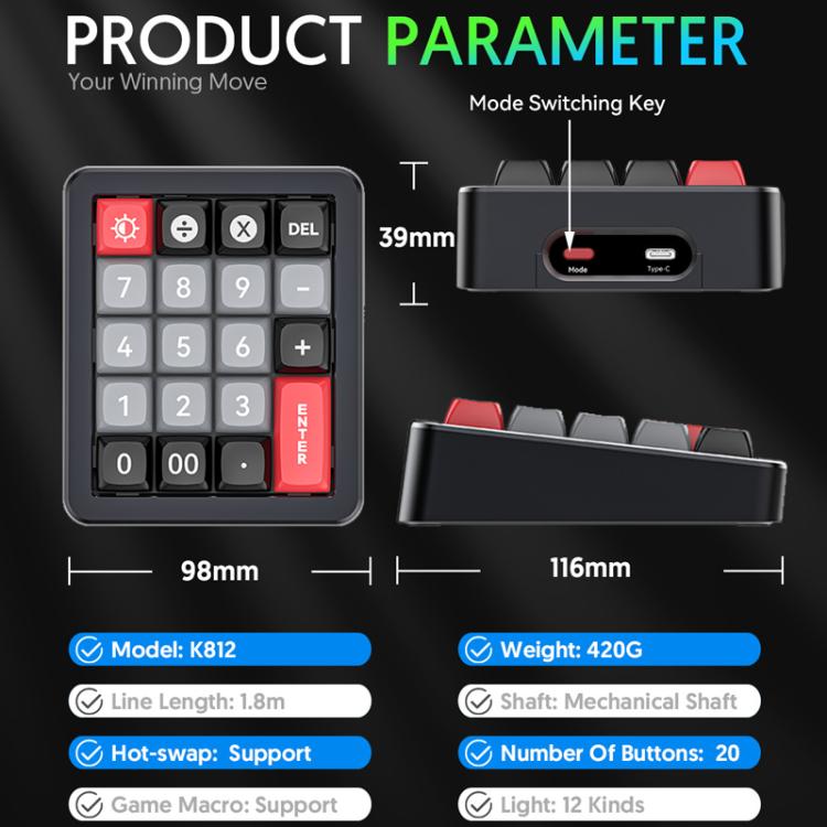 MKESPN K812 GASKET Aluminiumlegierung RGB Hot-Swap-fähige, individuell kabelgebundene, mechanische Mini-Gaming-Tastatur