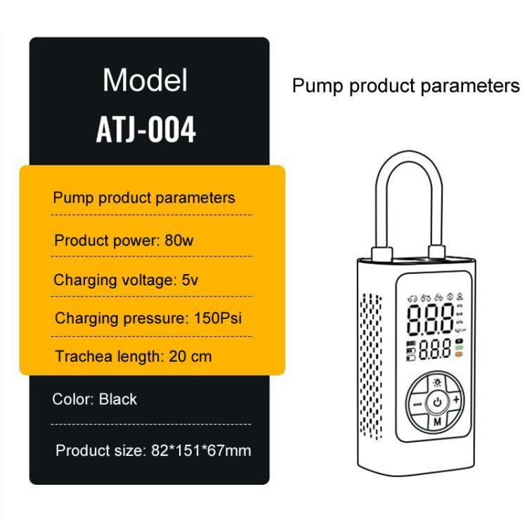 ATJ-004 Smart Wireless Digital Display Portable Car Tire Pump Multi-Function Inflator - LYDARZ
