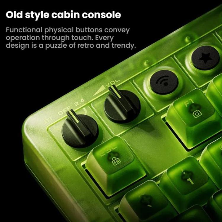 8BitDo Retro87 Mechanical Keyboard Retro RGB Lighting Green Transparent Keyboard With Large Keys - LYDARZ