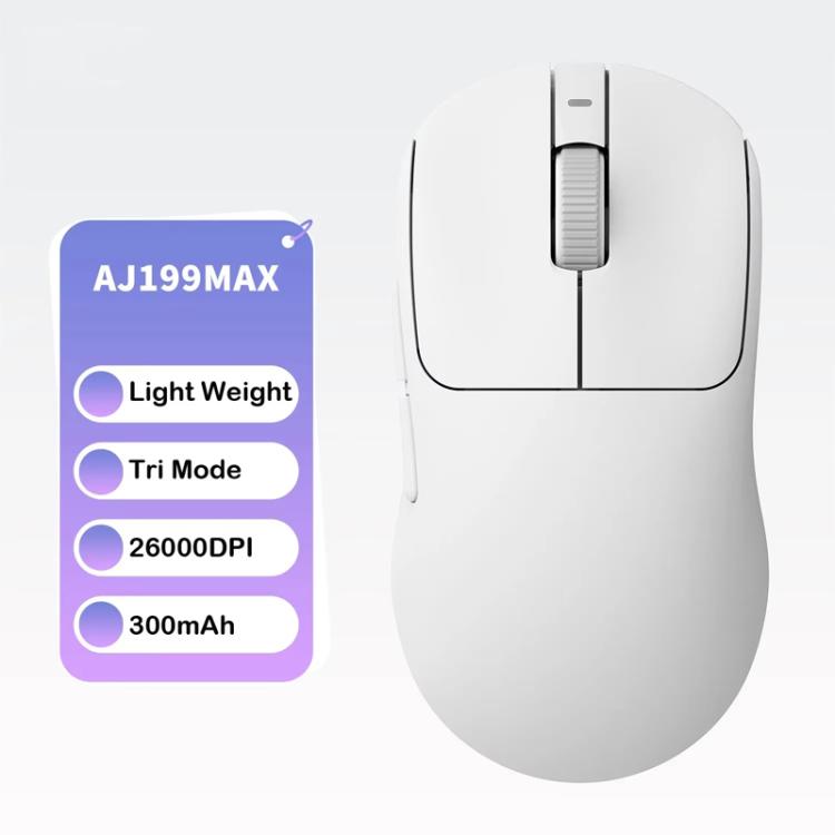 Ajazz AJ199 MAX Wireless 2.4GHz Wired BT Tri-Mode Mouse PAW3395 Lightweight Gaming Mouse - LYDARZ