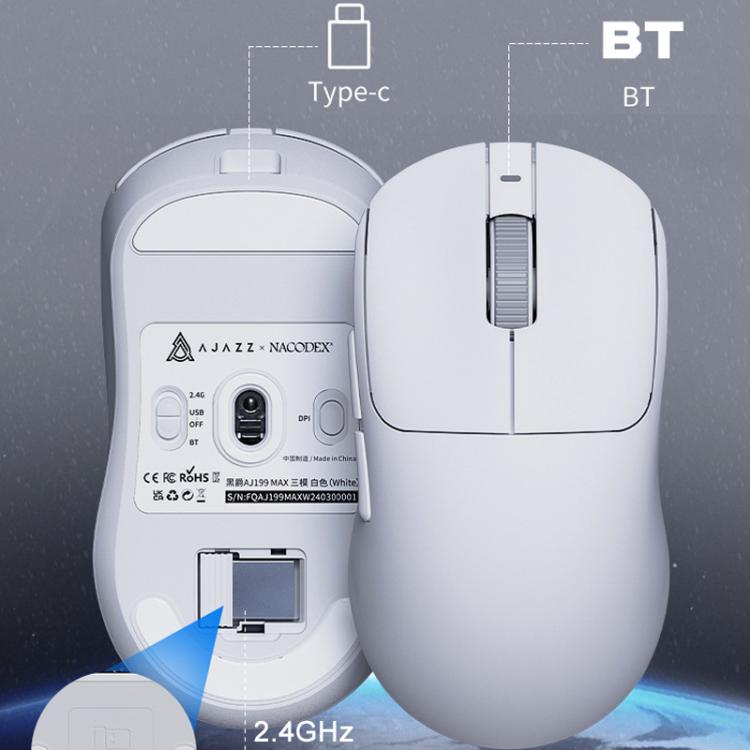 Ajazz AJ199 MAX Wireless 2.4GHz Wired BT Tri-Mode Mouse PAW3395 Lightweight Gaming Mouse - LYDARZ