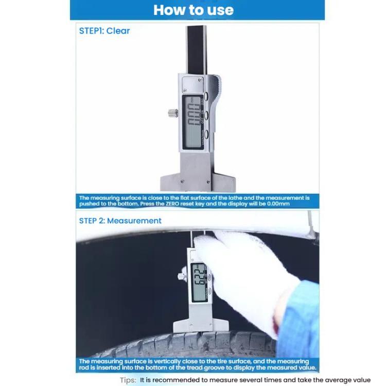 Syntek Electronic Digital Display Tire Tread Depth Caliper 0-25mm Measuring Tread Depth Gauge - LYDARZ