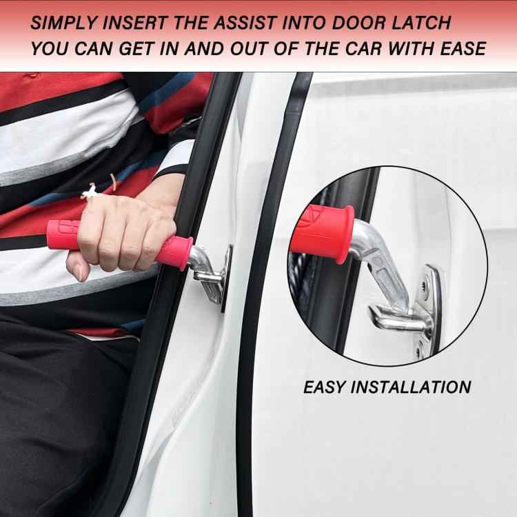 Car Handle Assist Device For Elderly People Getting Out Of A Car With Cane