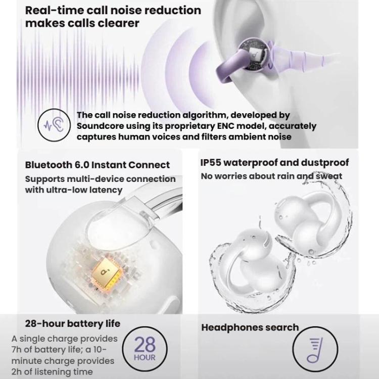ANKER SoundCore C50i Ear Clip Air Conduction Bluetooth Earphones Wireless Open-Ear Sports Earphones